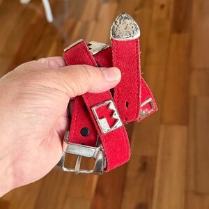 VINTAGE red suede Roper belt